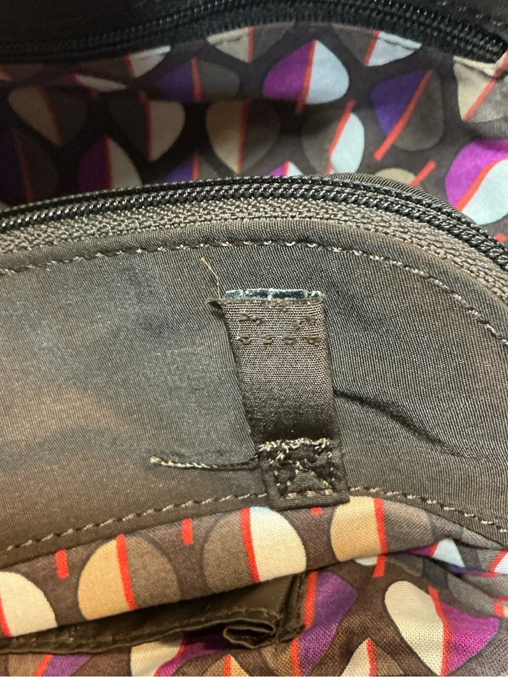 Vera Bradley Quilted Satchel in Dark Brown with Patent Handles